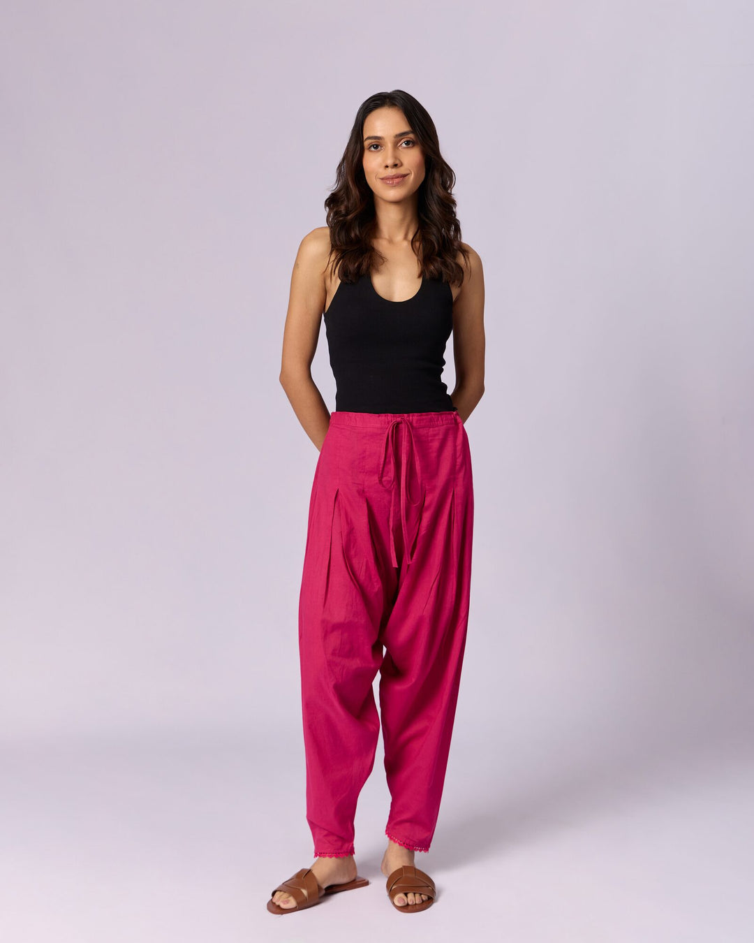 Women's Cotton Patiala Trousers - Fuchsia Pink by Modus & Mood