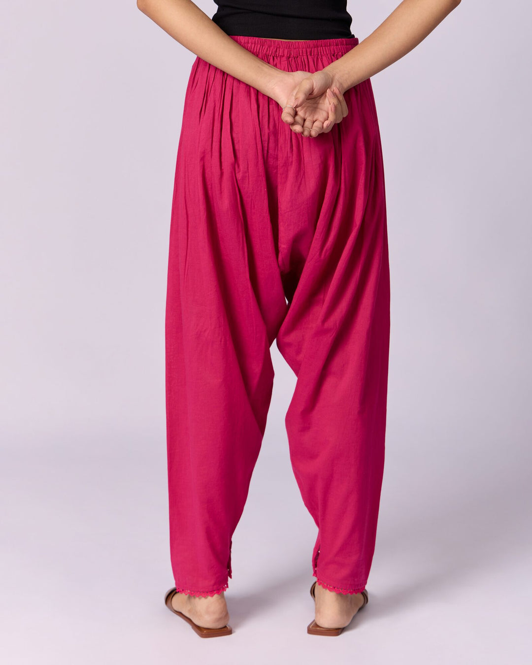 Women's Cotton Patiala Trousers - Fuchsia Pink - view 3 of 4
