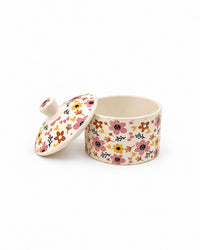 Pink and Yellow Floral Ceramic Storage Jar - Cream - view 2 of 4