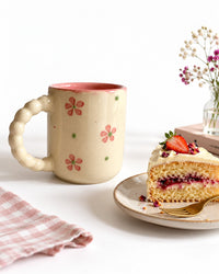 Pink Floral Ceramic Mug with Bubble Handle by Modus & Mood