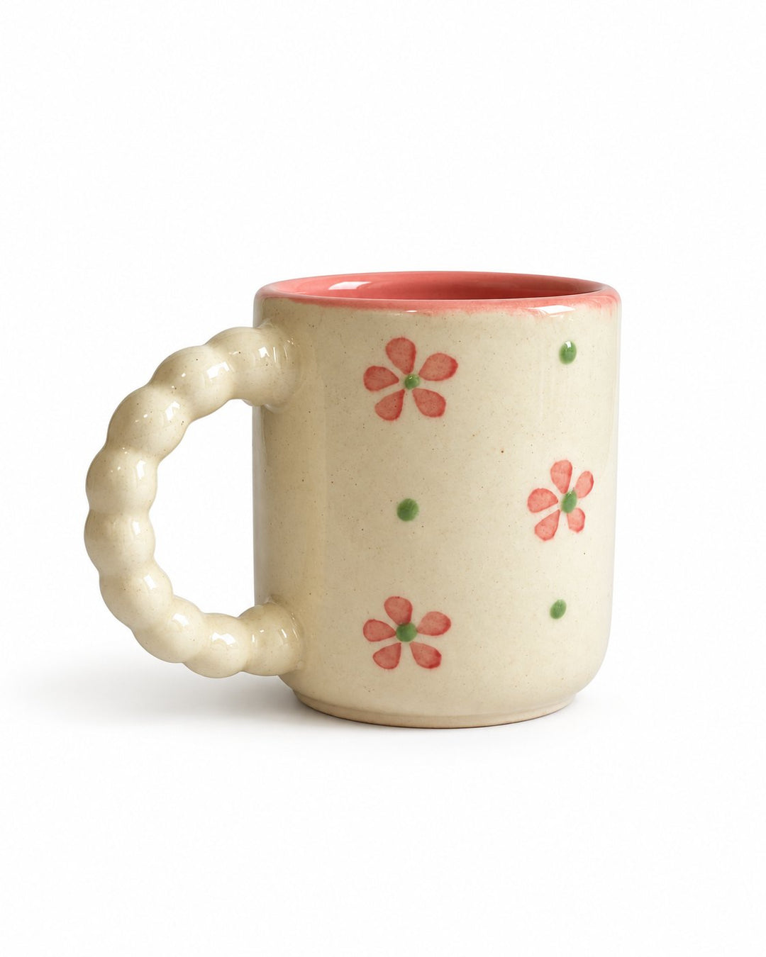 Pink Floral Ceramic Mug with Bubble Handle - view 3 of 4