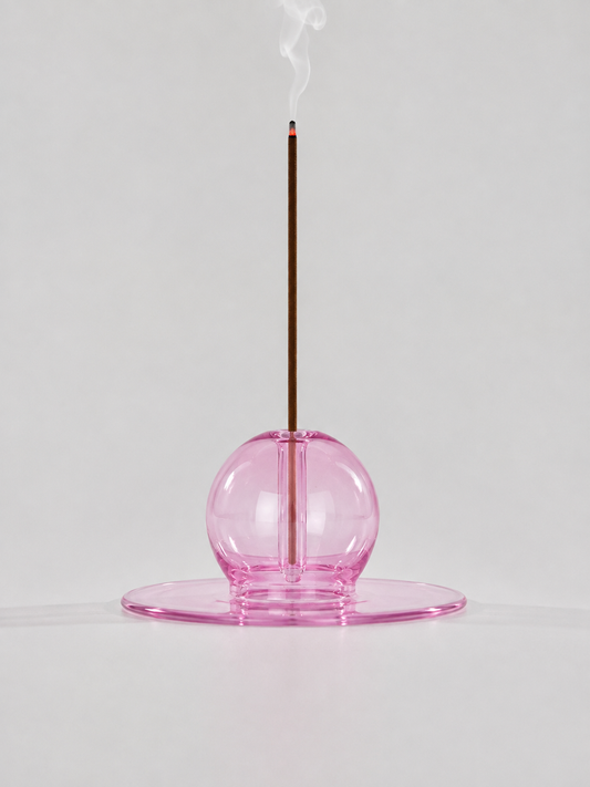 Sun Orb Pink Glass - Incense Stick Stand