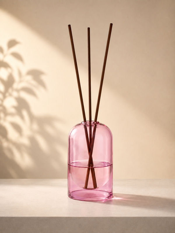 Bell Jar Glass Reed Diffuser Bottle - Rose Pink