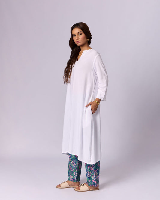 Women's Pintuck Cotton Kurta Set - White - view 2 of 5