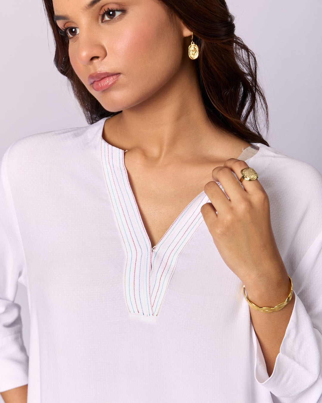 Women's Pintuck Cotton Kurta Set - White - view 5 of 5