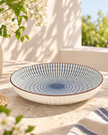 Radial Ceramic Salad Bowl - Indigo