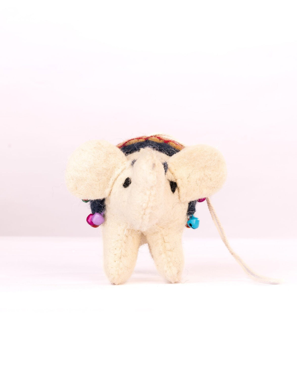 Raja Hathi Embroidered Wool-Felt Elephant Figurine - Black & Coral - view 2 of 5