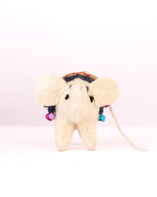 Raja Hathi Embroidered Wool-Felt Elephant Figurine - Black & Coral - view 2 of 5