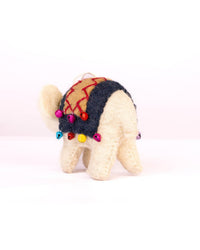 Raja Hathi Embroidered Wool-Felt Elephant Figurine - Black & Coral - view 3 of 5