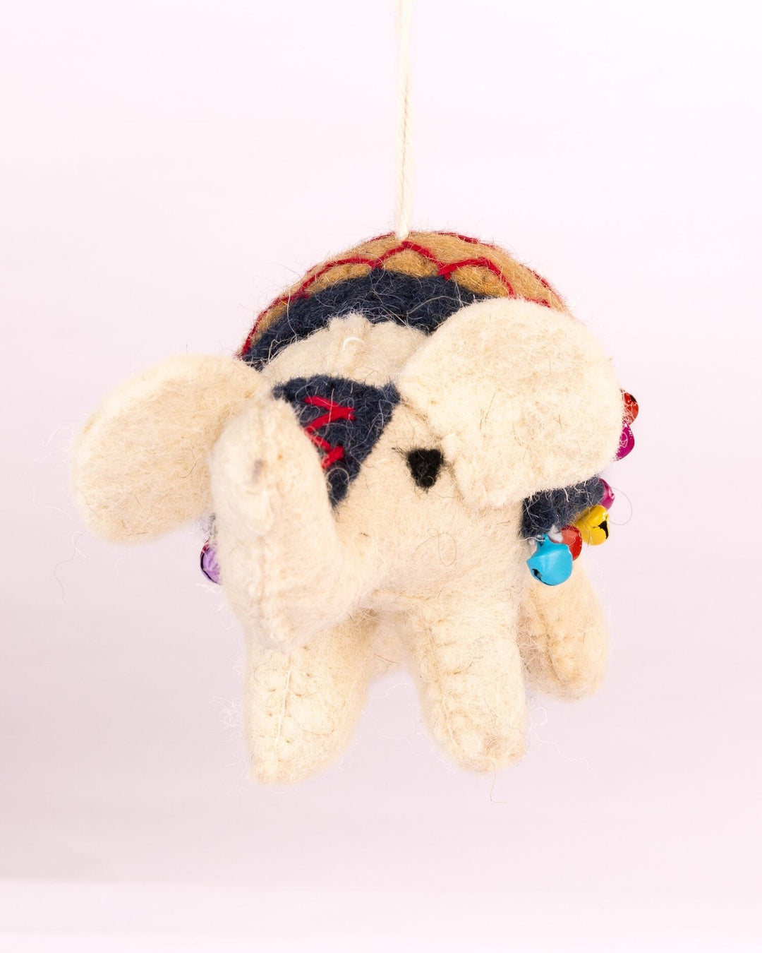 Raja Hathi Embroidered Wool-Felt Elephant Figurine - Black & Coral - view 5 of 5