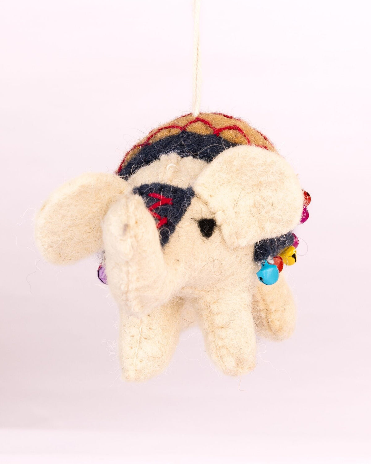 Raja Hathi Embroidered Wool-Felt Elephant Figurine - Black & Coral - view 5 of 5