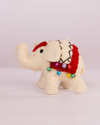 Raja Hathi Embroidered Wool-Felt Elephant Figurine - Red by Modus & Mood