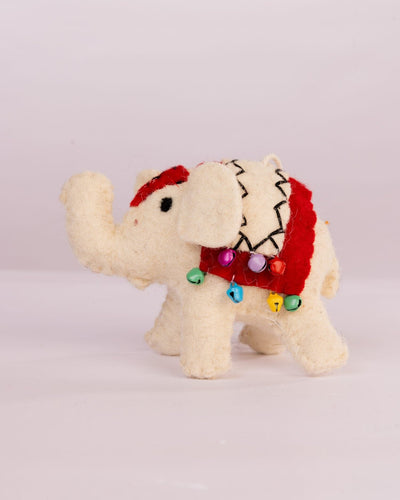 Raja Hathi Embroidered Wool-Felt Elephant Figurine - Red by Modus & Mood