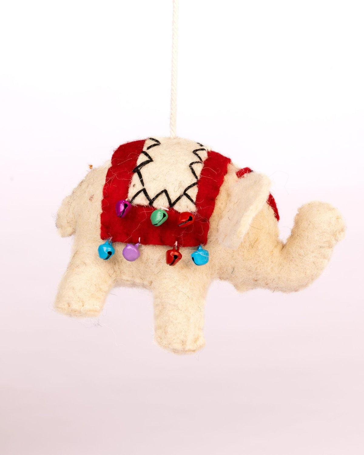 Raja Hathi Embroidered Wool-Felt Elephant Figurine - Red - view 3 of 4