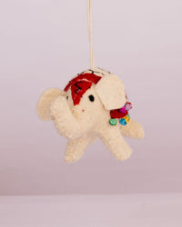 Raja Hathi Embroidered Wool-Felt Elephant Figurine - Red - view 4 of 4