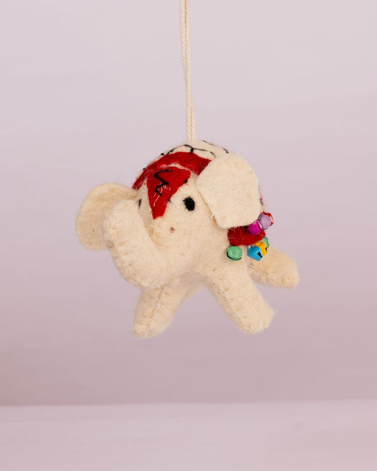 Raja Hathi Embroidered Wool-Felt Elephant Figurine - Red - view 4 of 4