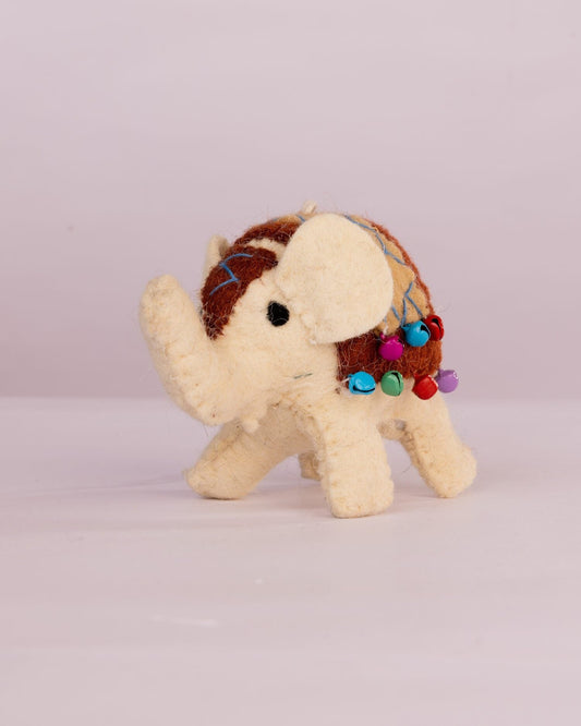Raja Hathi Embroidered Wool-Felt Elephant Figurine - Rust - view 3 of 4