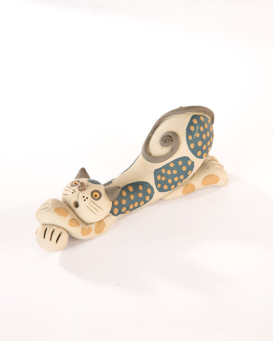 Catnap Nerikomi Ceramic Cat Figurine - Indigo - view 2 of 3