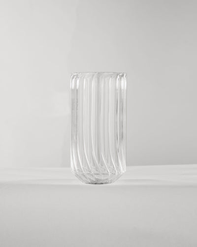 Ribbed Glass Slim Highball Tumbler - Clear by Modus & Mood