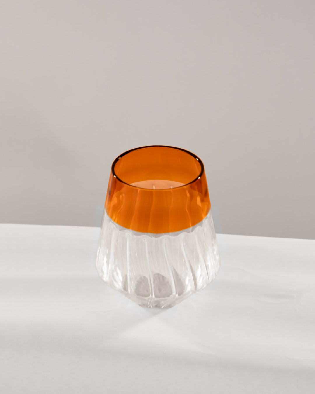 Ribbed Glass Tumbler with Coloured Rim - Amber - view 3 of 6