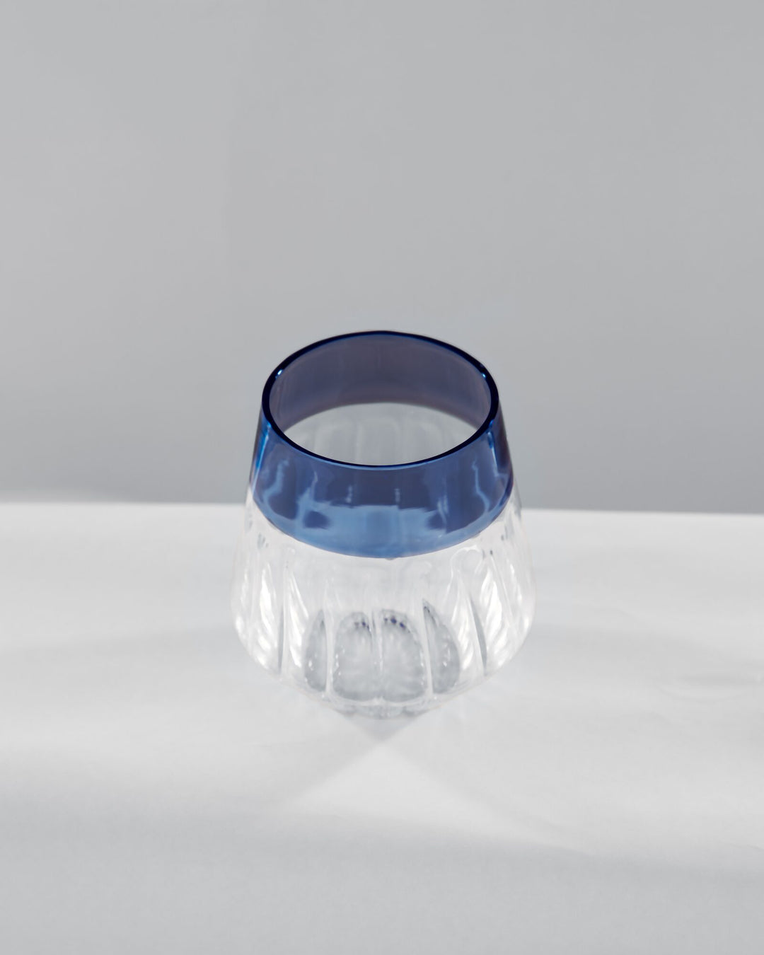 Ribbed Glass Tumbler with Coloured Rim - Cobalt Blue by Modus & Mood