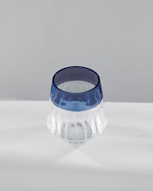Ribbed Glass Tumbler with Coloured Rim - Cobalt Blue by Modus & Mood