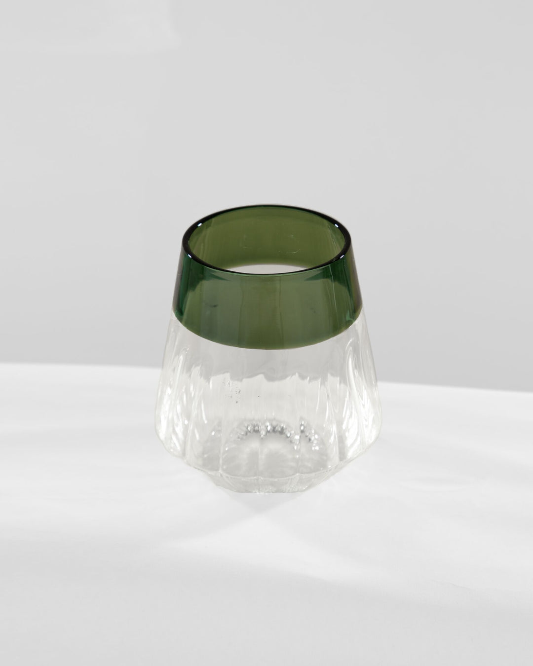 Ribbed Glass Tumbler with Coloured Rim - Forest Green by Modus & Mood