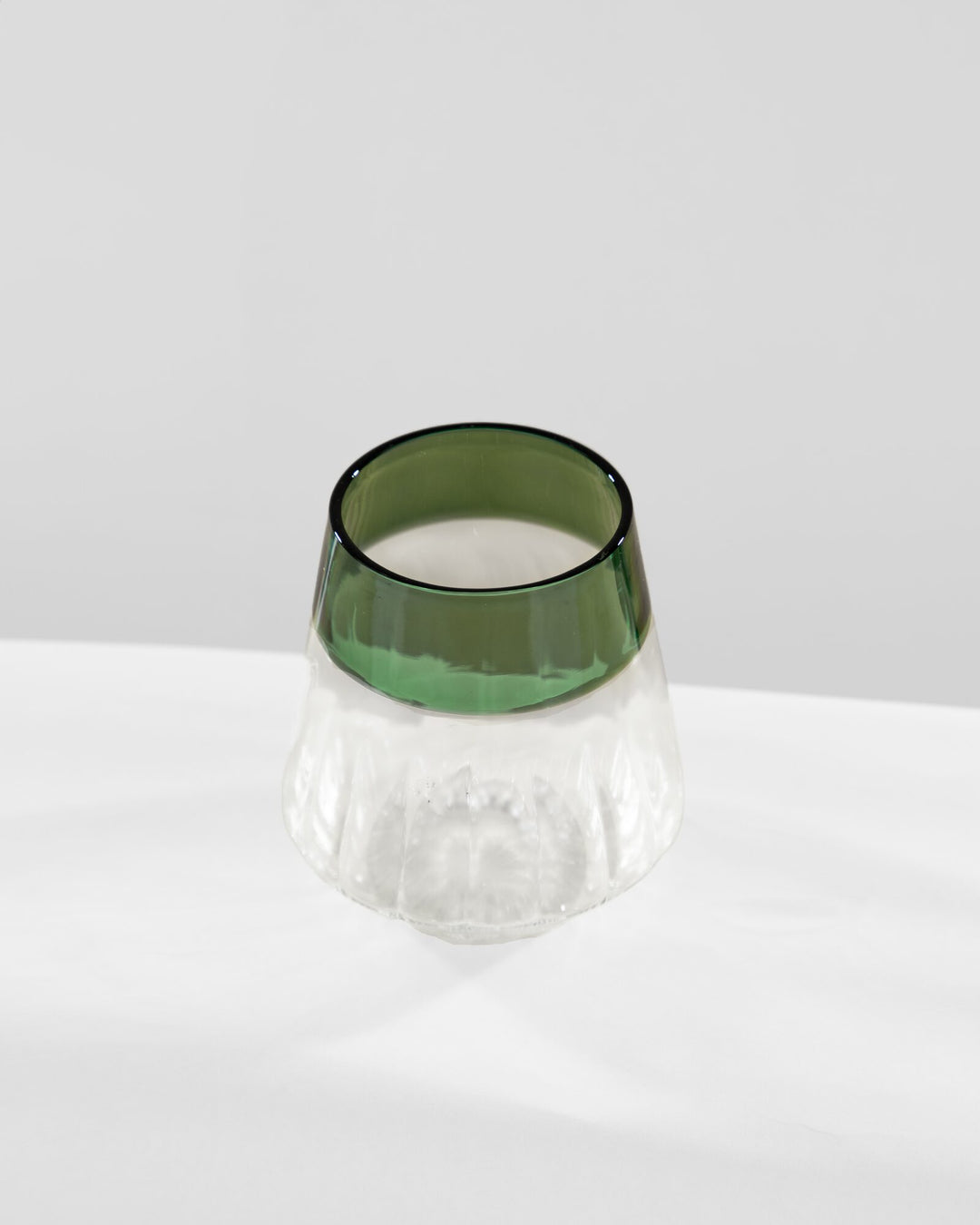 Ribbed Glass Tumbler with Coloured Rim - Forest Green - view 2 of 3