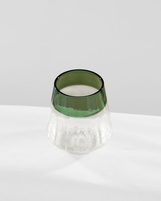 Ribbed Glass Tumbler with Coloured Rim - Forest Green - view 2 of 3