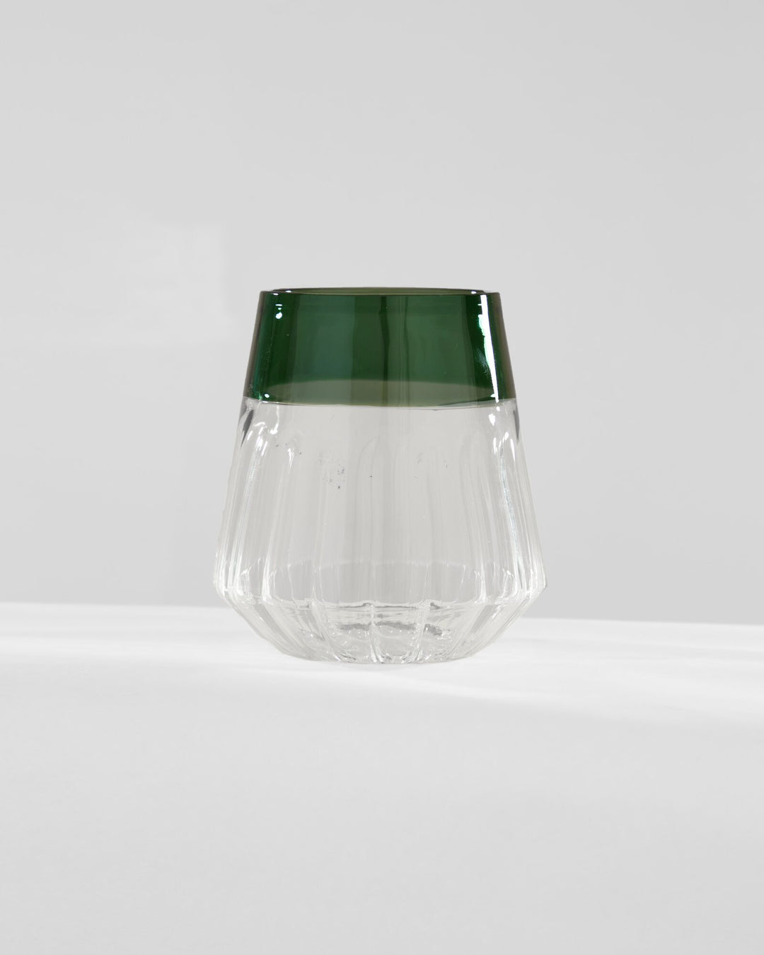 Ribbed Glass Tumbler with Coloured Rim - Forest Green - view 3 of 3