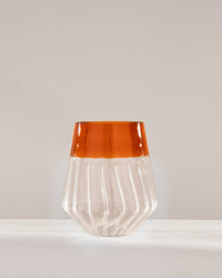 Ribbed Glass Tumbler with Coloured Rim - Amber - view 2 of 6
