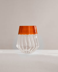 Ribbed Glass Tumbler with Coloured Rim - Amber - view 4 of 6