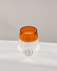 Ribbed Glass Tumbler with Coloured Rim - Amber - view 5 of 6