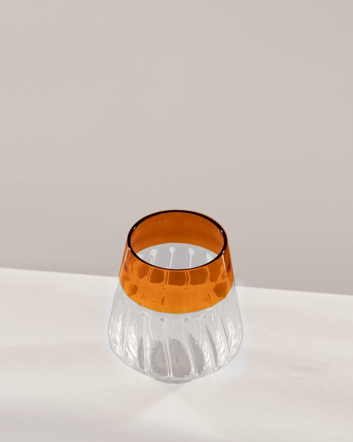Ribbed Glass Tumbler with Coloured Rim - Amber - view 6 of 6
