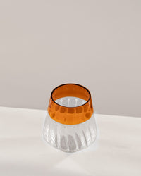 Ribbed Glass Tumbler with Coloured Rim - Amber - view 6 of 6