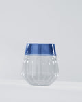 Ribbed Glass Tumbler with Coloured Rim - Cobalt Blue