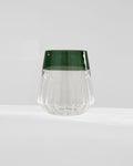 Ribbed Glass Tumbler with Coloured Rim - Forest Green