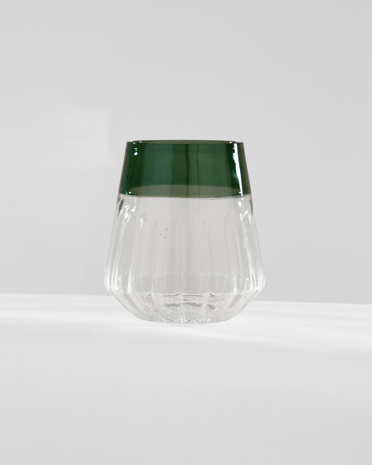 Ribbed Glass Tumbler with Coloured Rim - Forest Green by Modus & Mood