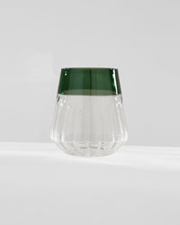 Ribbed Glass Tumbler with Coloured Rim - Forest Green by Modus & Mood