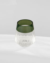 Ribbed Glass Tumbler with Coloured Rim - Forest Green - view 2 of 3