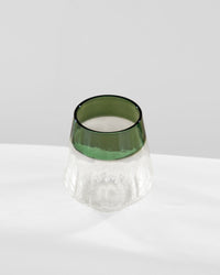 Ribbed Glass Tumbler with Coloured Rim - Forest Green - view 3 of 3