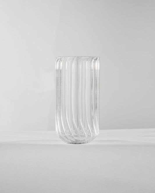 Ribbed Glass Slim Highball Tumbler - Clear by Modus & Mood