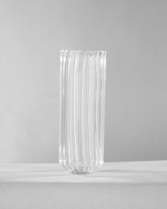 Tall Ribbed Glass Highball Flute Tumbler - Clear by Modus & Mood