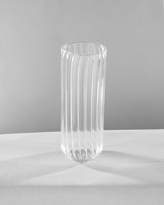 Tall Ribbed Glass Highball Flute Tumbler - Clear - view 2 of 3