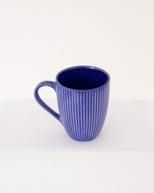 Ridge Ribbed Ceramic Mug - Cobalt Blue - view 2 of 4