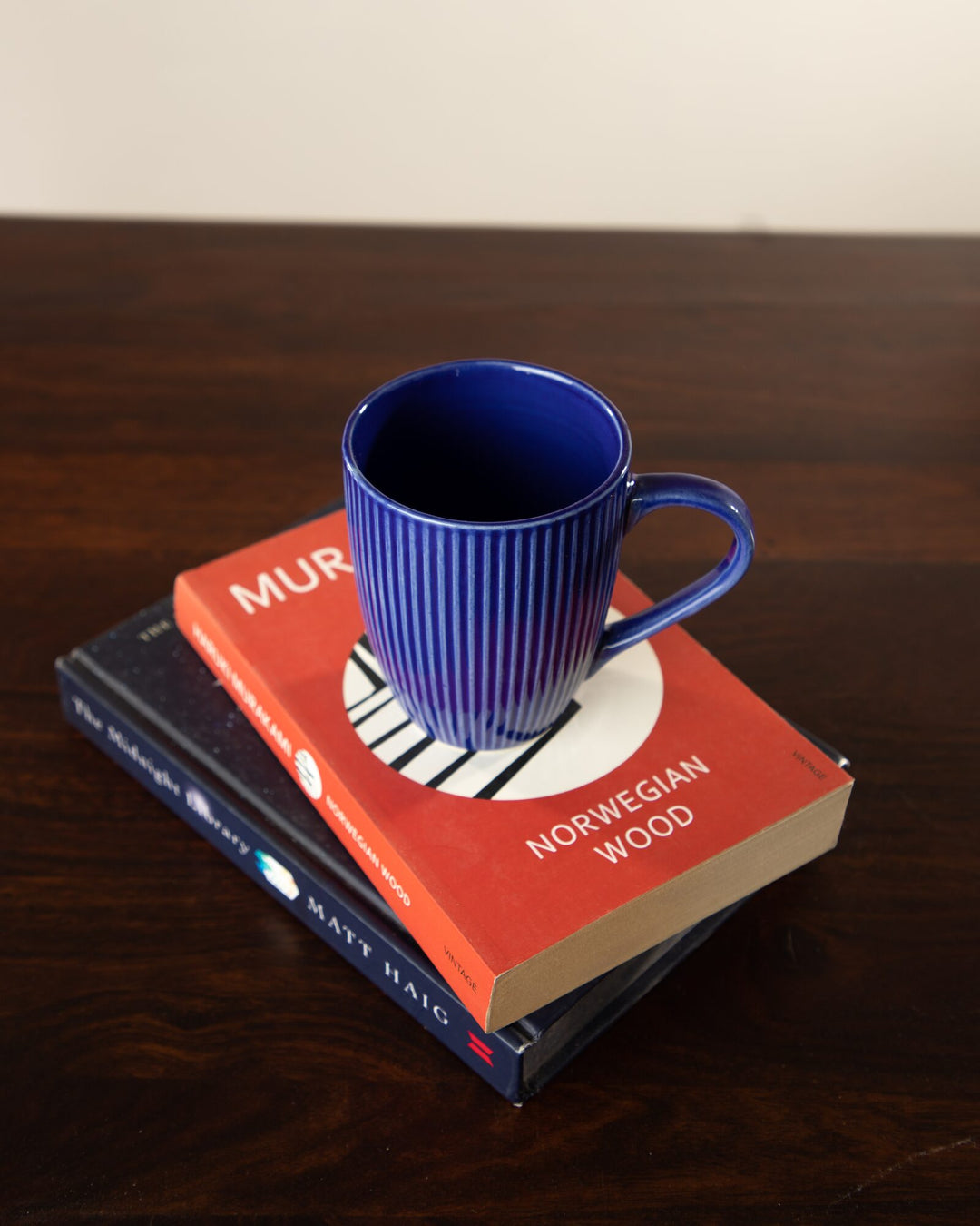 Ridge Ribbed Ceramic Mug - Cobalt Blue - view 4 of 4