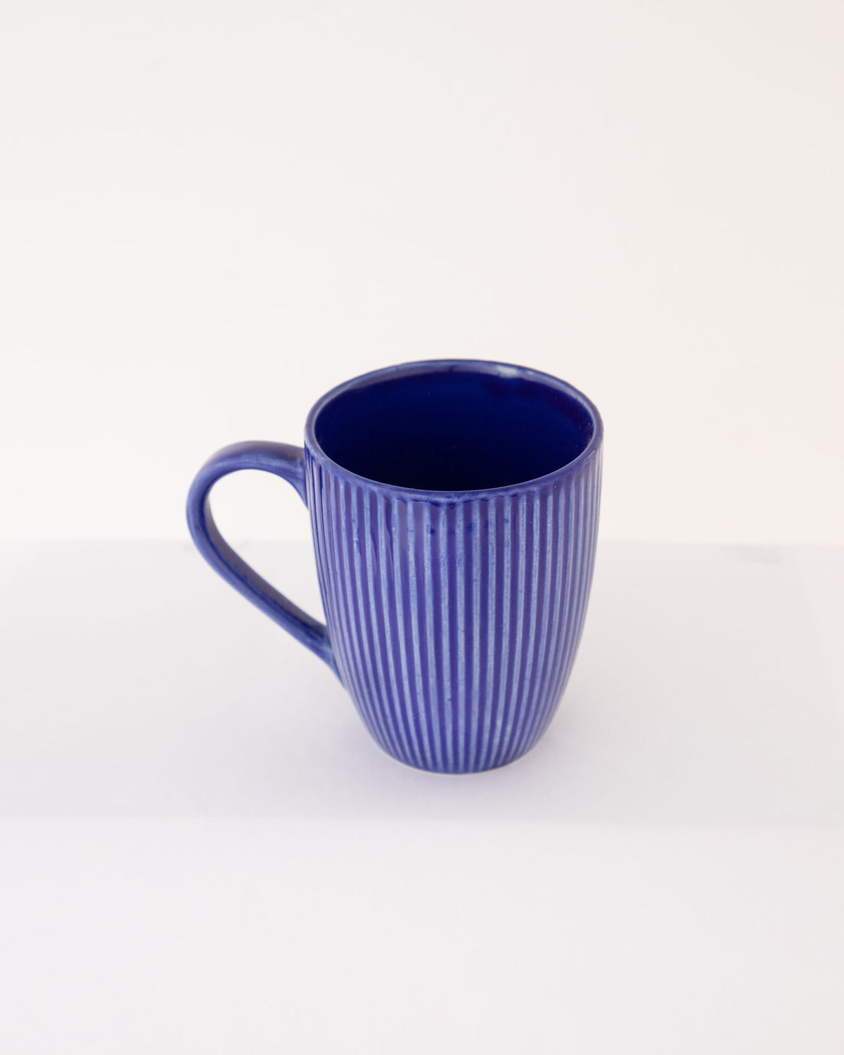 Ridge Ribbed Ceramic Mug - Cobalt Blue - view 3 of 4