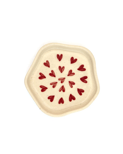 Scattered Hearts Hand-Painted Ceramic Trinket Dish - Red by Modus & Mood