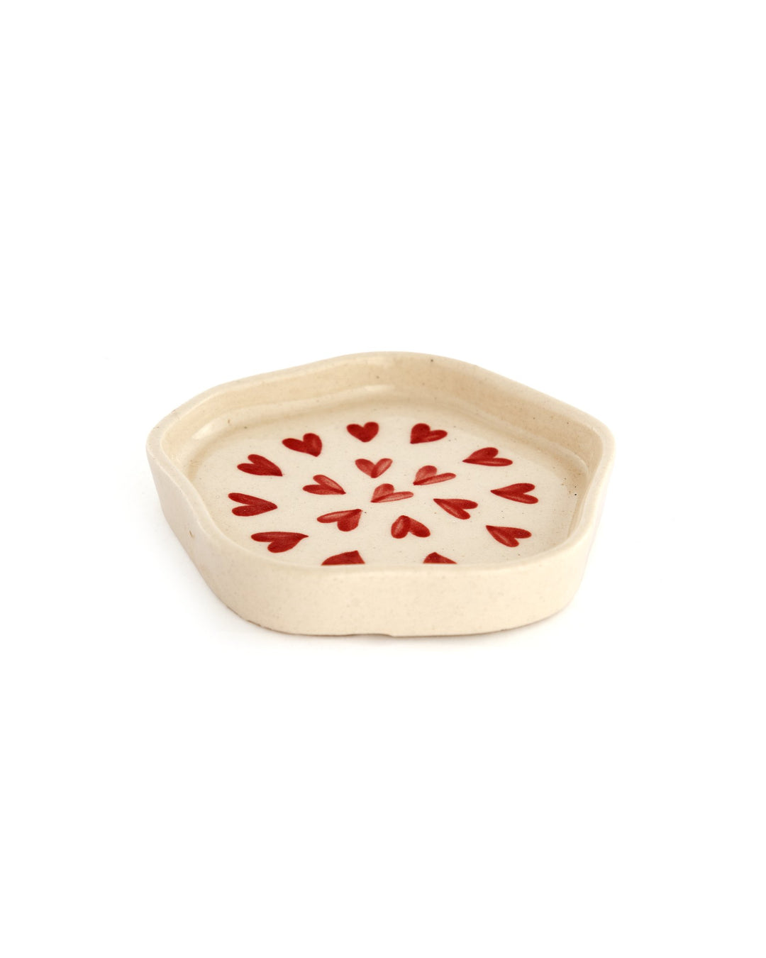 Scattered Hearts Hand-Painted Ceramic Trinket Dish - Red - view 2 of 3