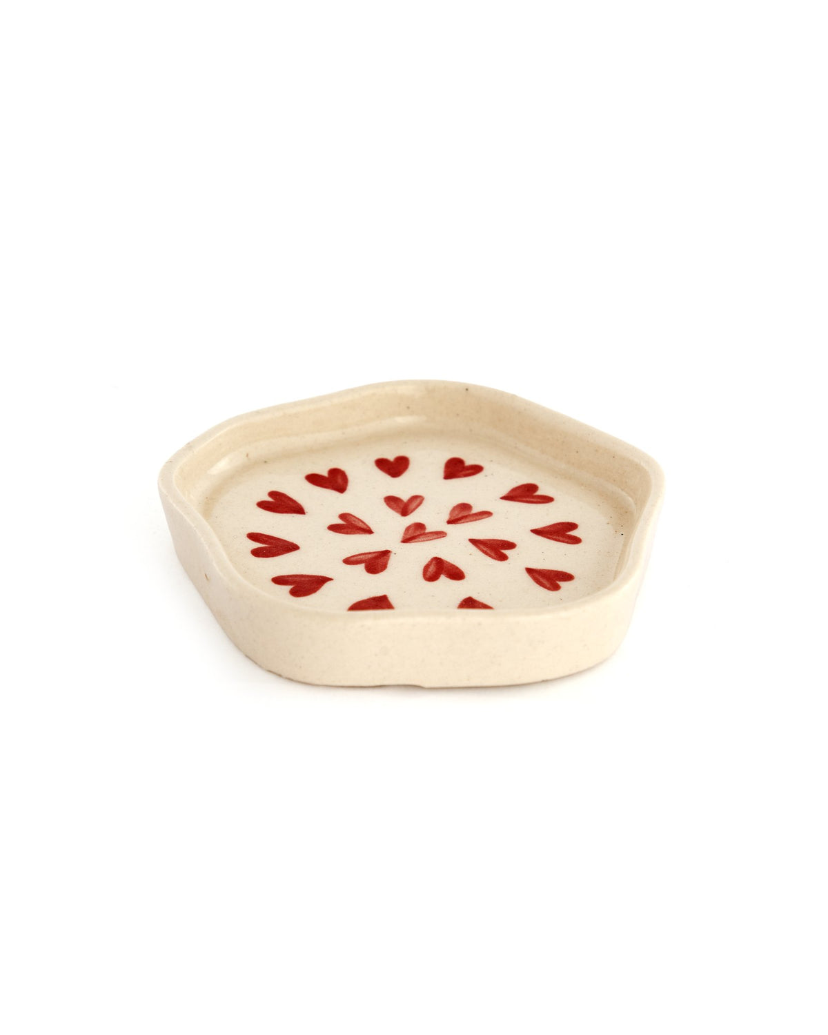 Scattered Hearts Hand-Painted Ceramic Trinket Dish - Red - view 2 of 3